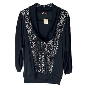 ❤️ 🆕 REACTION Black & Silver Top Size M
